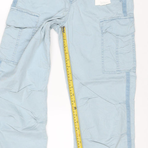 Marks & Spencer Women Blue Size 8 Long Cargo Cropped Trousers