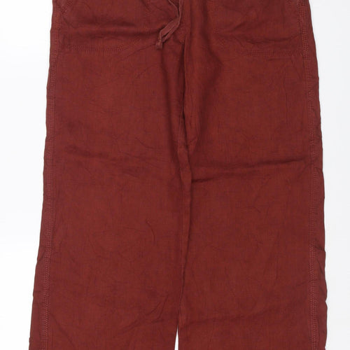 Marks & Spencer Women’s Brown Linen Wide-Leg Trousers UK 12