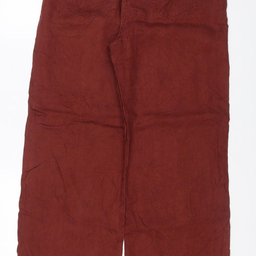 Marks & Spencer Women’s Brown Linen Wide-Leg Trousers UK 12