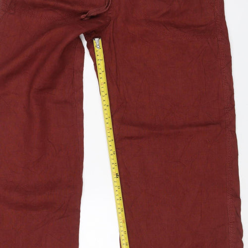 Marks & Spencer Women’s Brown Linen Wide-Leg Trousers UK 12