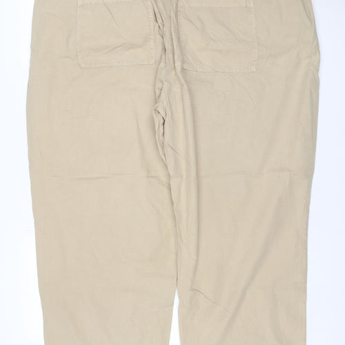 M&S Womens Beige Size 14 Short Wide Leg Drawstring Trousers