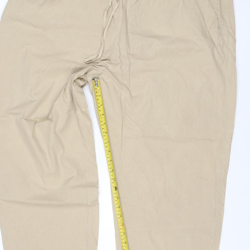 M&S Womens Beige Size 14 Short Wide Leg Drawstring Trousers
