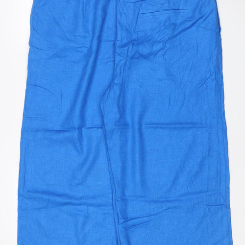 Marks and Spencer Women Blue Size 20 Linen Blend Wide Leg Trousers