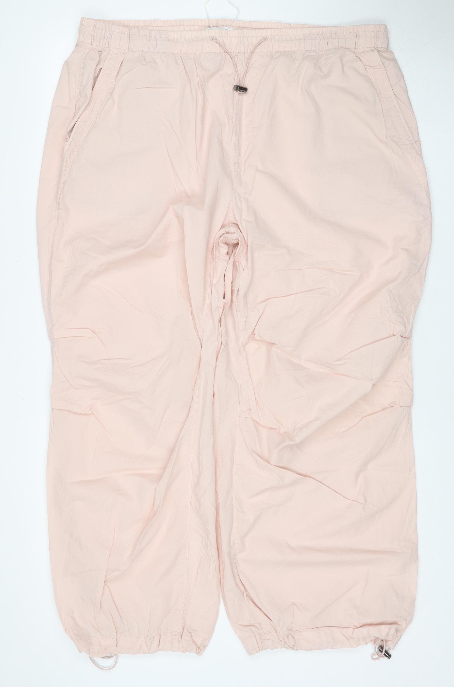 Marks & Spencer Women Pink UK 20 Short Cotton Drawstring Jogger Trousers