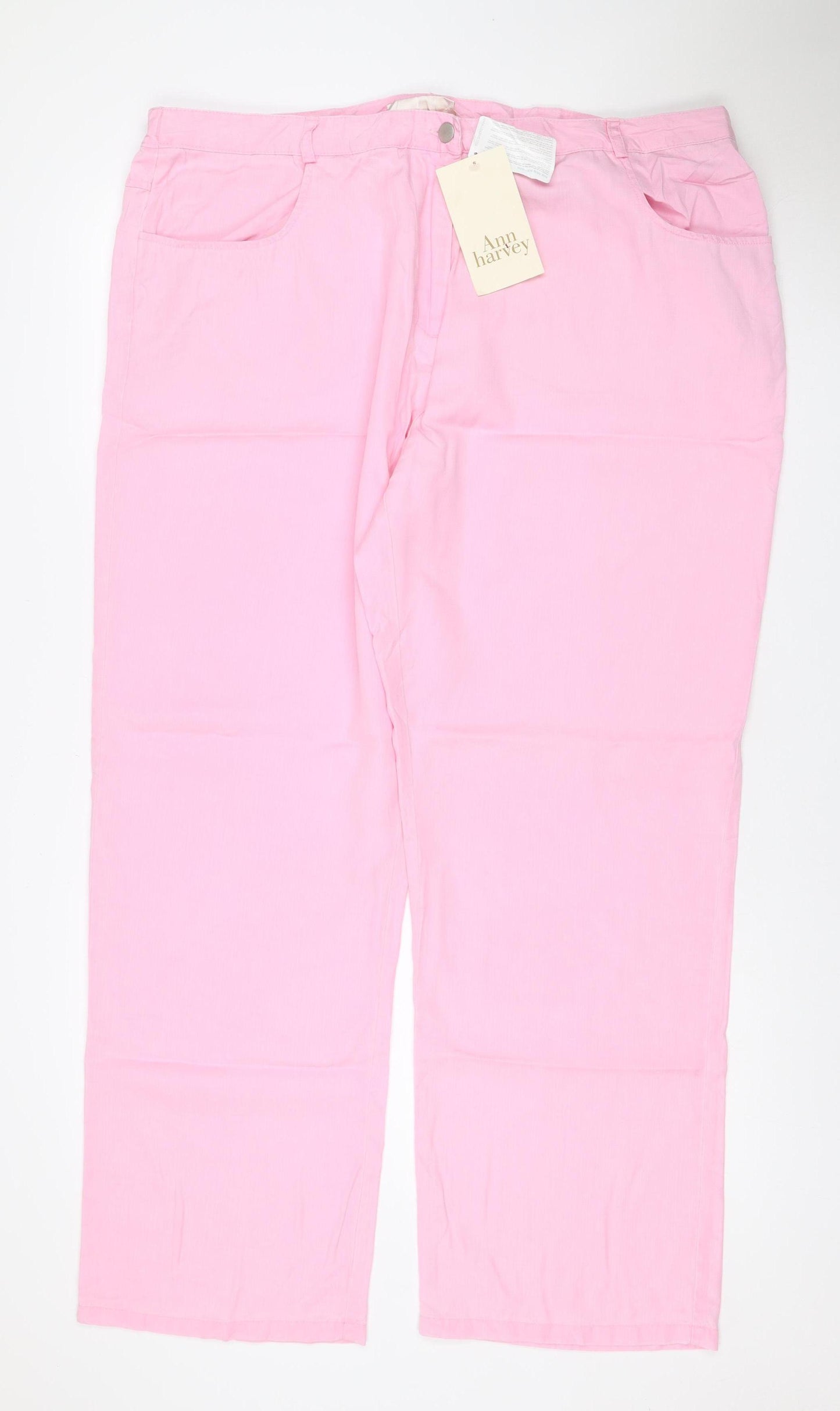 Ann Harvey Women Pink Size 20 Lyocell Straight Leg Trousers