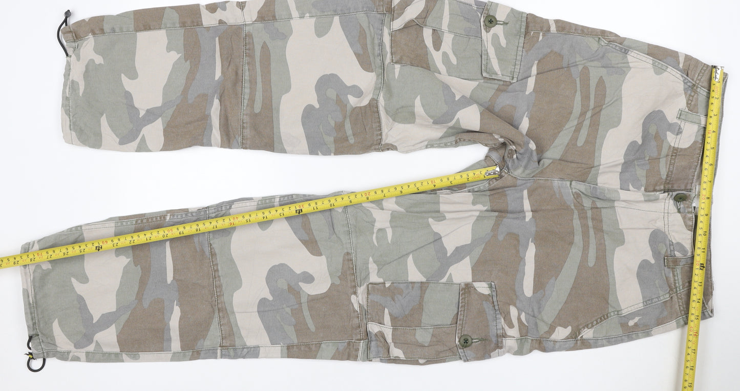 Topshop Women’s Multicoloured UK 12 Camo Cargo Trousers Cotton