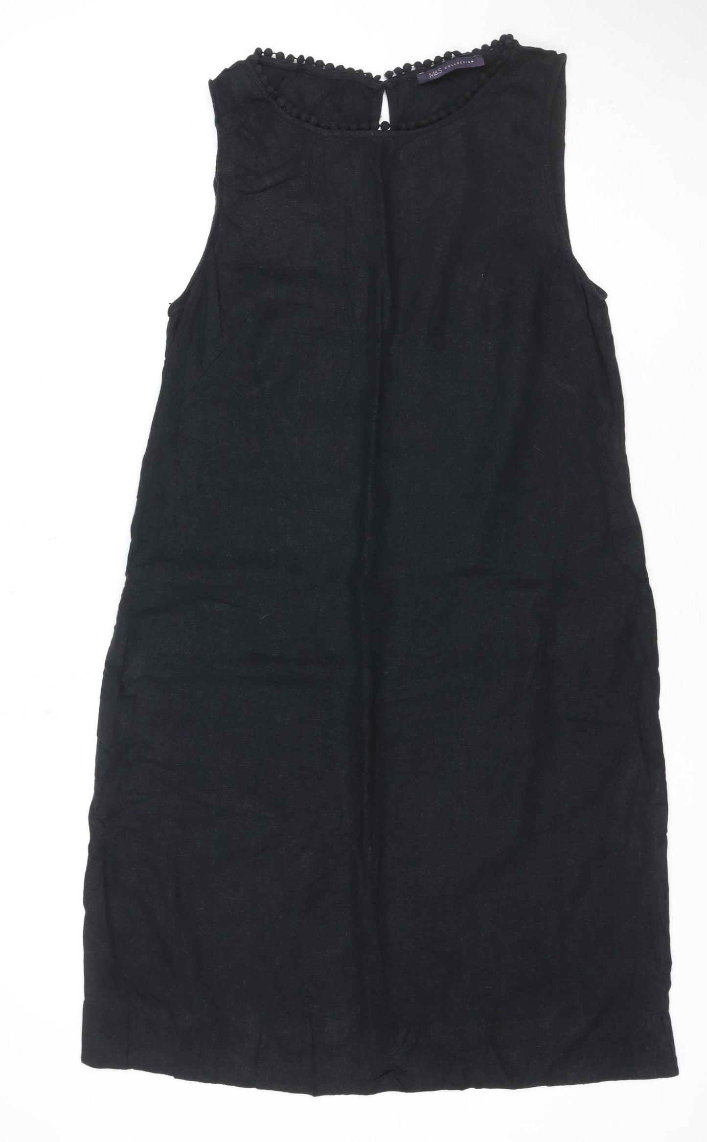 M&S Collection Women’s Black Linen Blend UK 10 Knee Length Sheath Dress