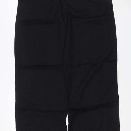 Zara Women Black UK 14 Wide-Leg Modal Drawstring Trousers