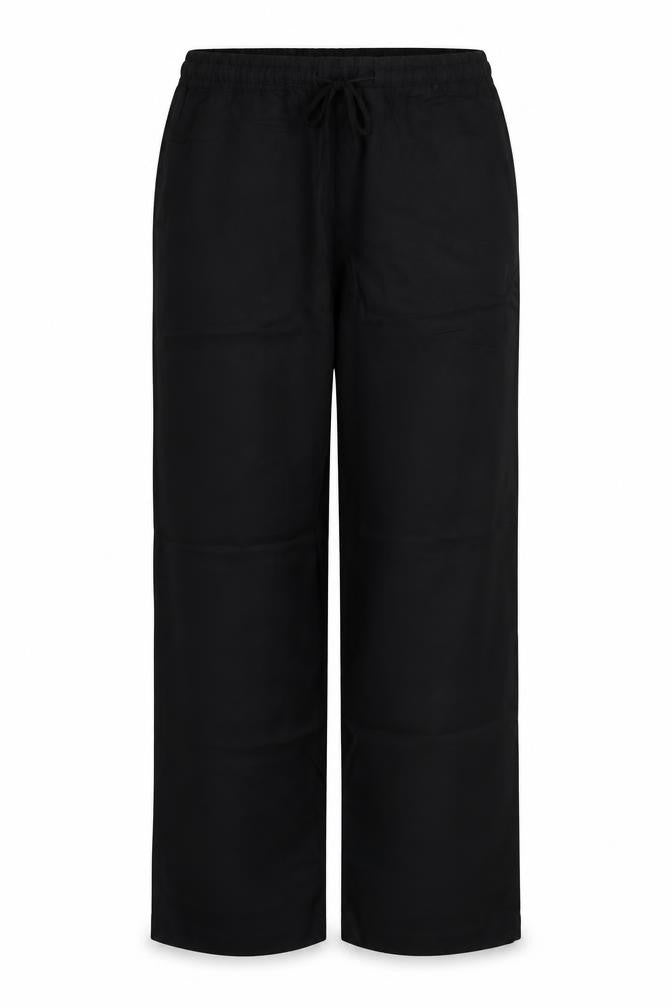 Front view of Zara Women Black UK 14 Wide-Leg Modal Drawstring Trousers