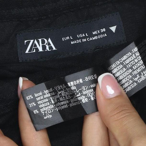 Zara Women Black UK 14 Wide-Leg Modal Drawstring Trousers