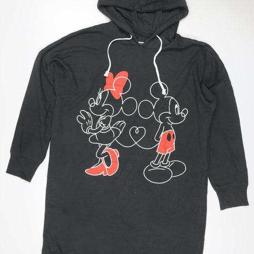 George Women Black Disney Mickey Mouse Hooded Jumper Dress UK 18