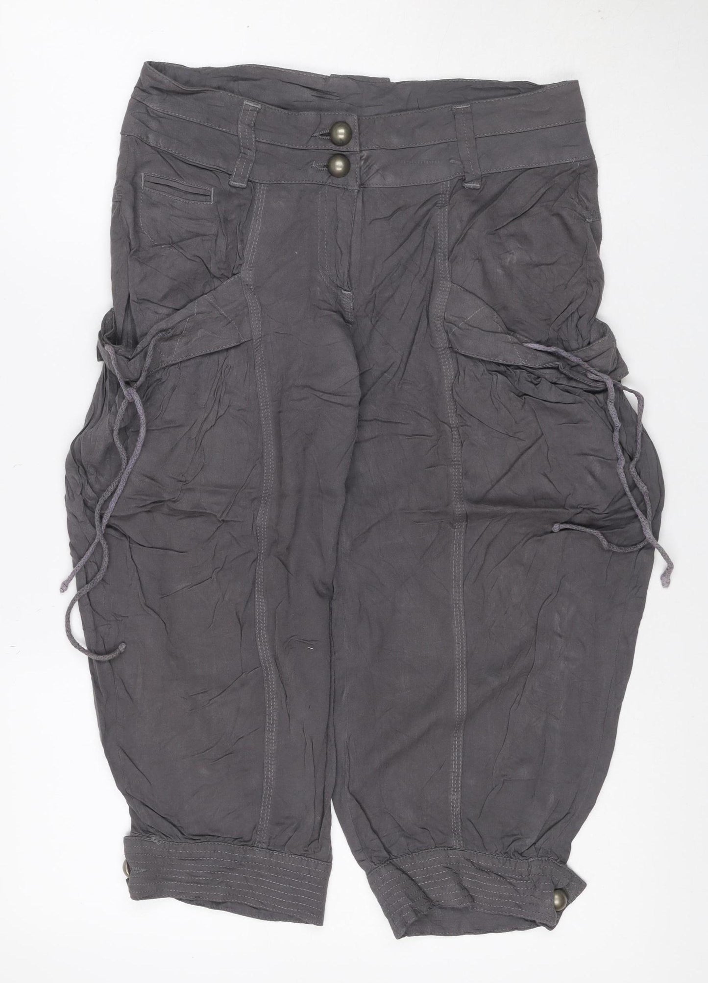 Dorothy Perkins Women’s Grey Size 10 Viscose Cargo Trousers Cuffed