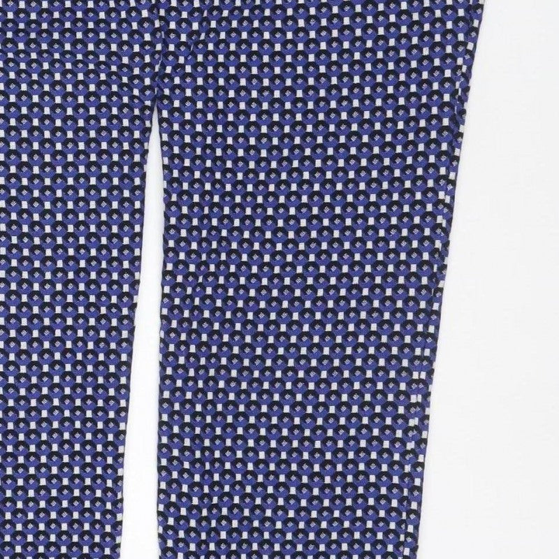 Additional view of Zara Women Blue Geometric Print UK 12 Flared Trousers