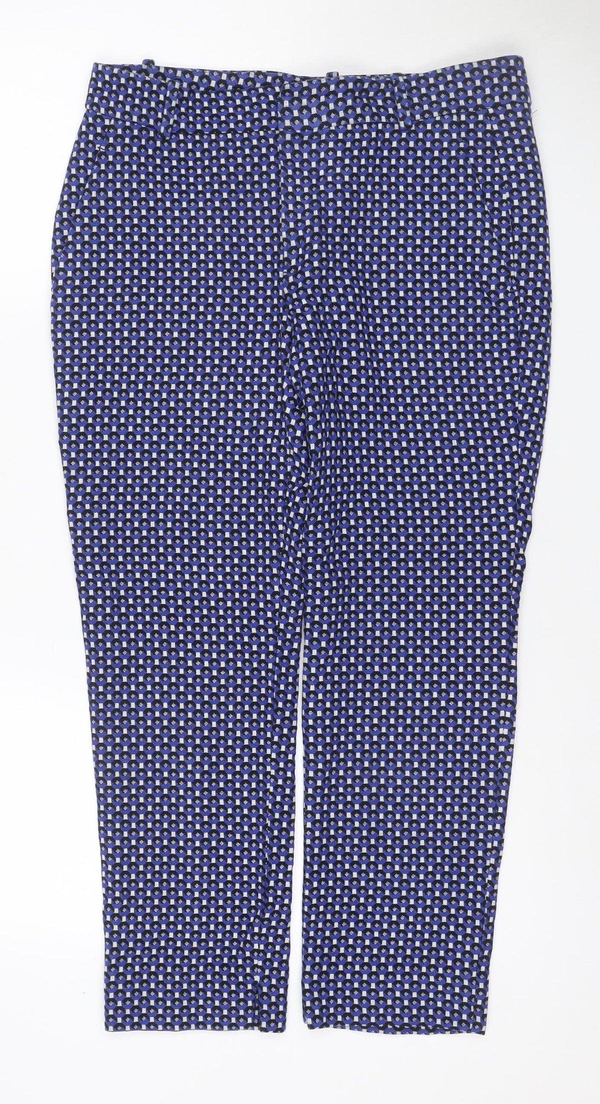 Close-up detail of Zara Women Blue Geometric Print UK 12 Flared Trousers