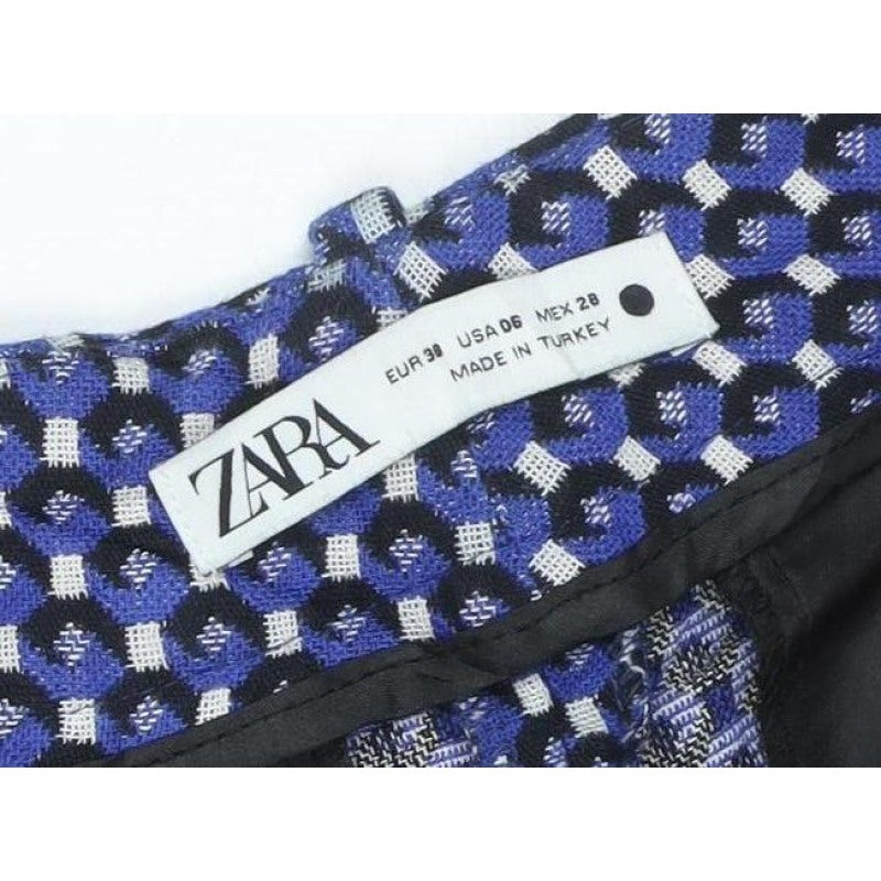 Additional view of Zara Women Blue Geometric Print UK 12 Flared Trousers