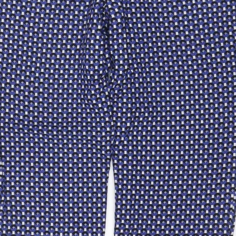Additional view of Zara Women Blue Geometric Print UK 12 Flared Trousers
