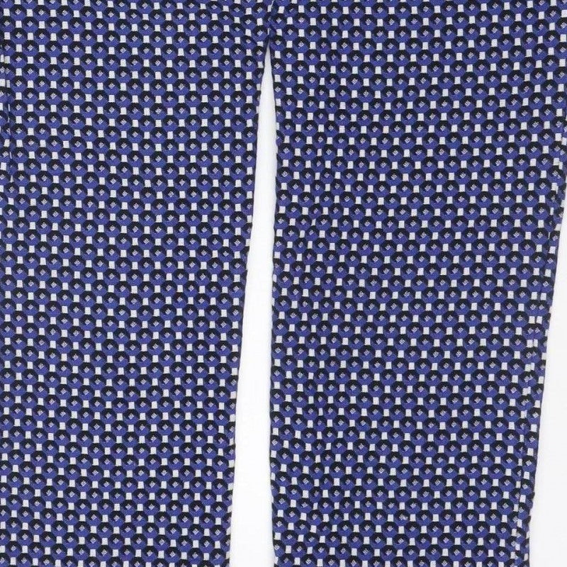 Additional view of Zara Women Blue Geometric Print UK 12 Flared Trousers