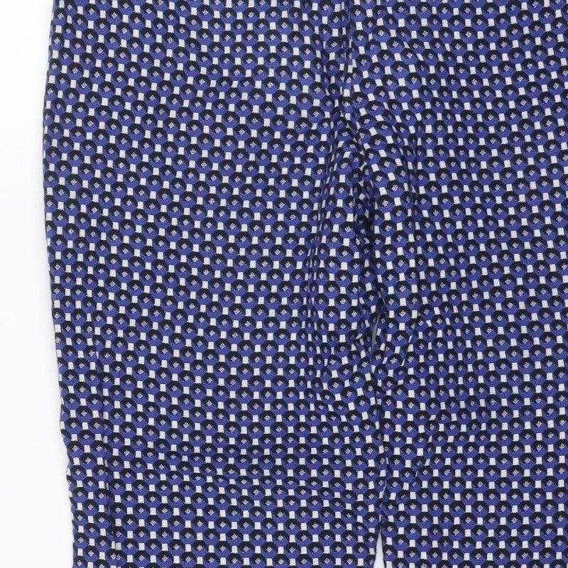 Additional view of Zara Women Blue Geometric Print UK 12 Flared Trousers