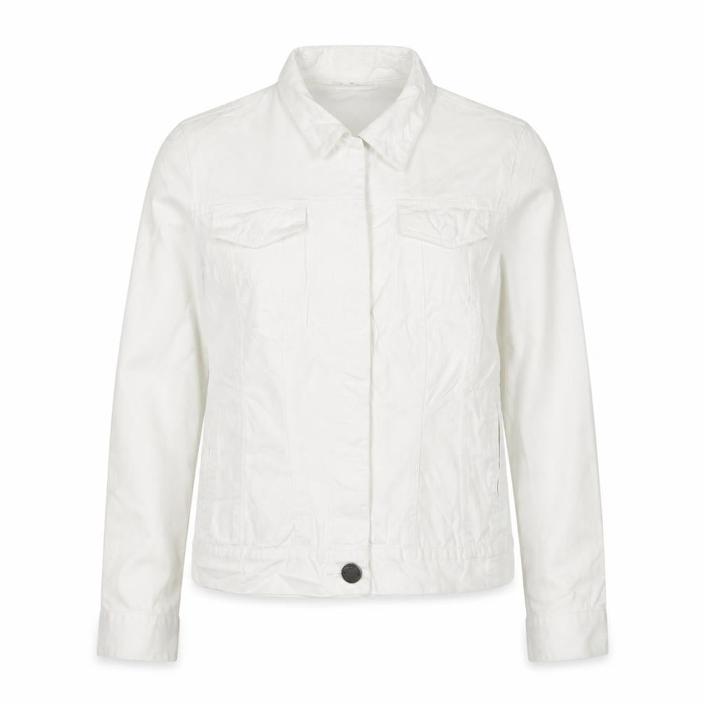 Ben Sherman Women White L Basic Cotton Jacket Collared Pockets