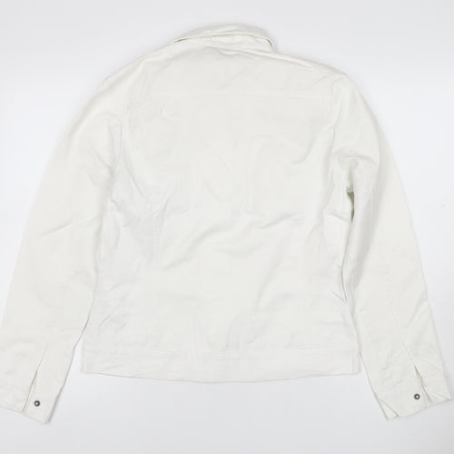 Ben Sherman Women White L Basic Cotton Jacket Collared Pockets