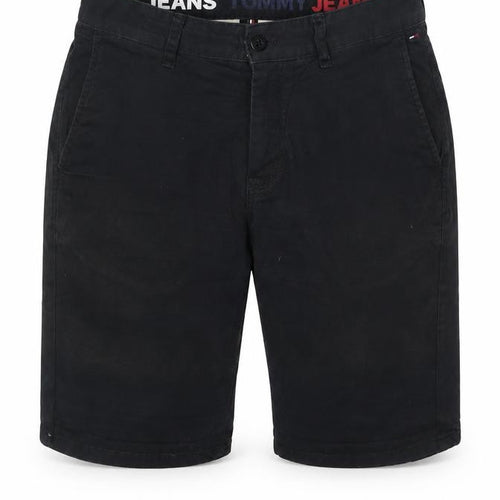 Tommy Jeans Men Black Size 30 Cropped Chino Shorts Stretch Logo
