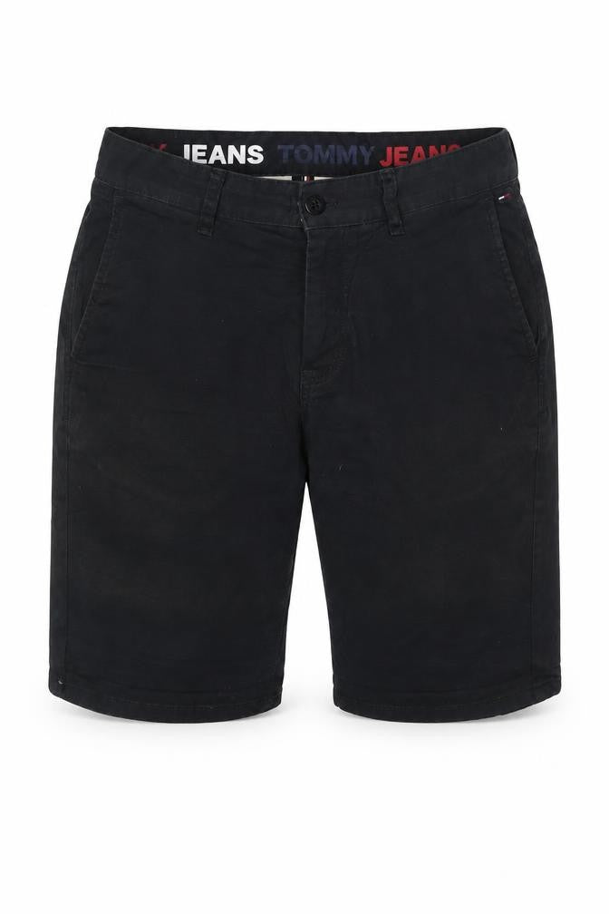 Tommy Jeans Men Black Size 30 Cropped Chino Shorts Stretch Logo