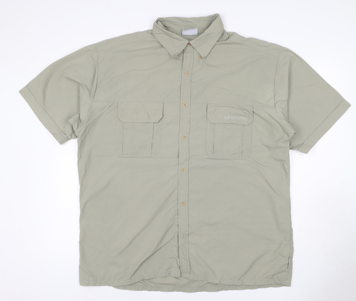 Sprayway Men’s Green L Outdoor Short Sleeve Button-Up Pocket Shirt