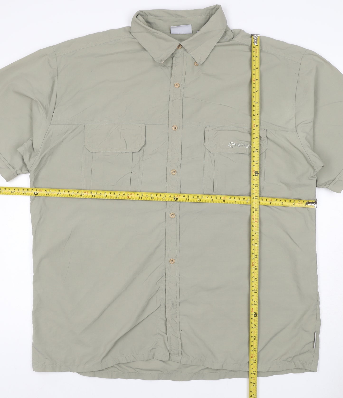 Sprayway Men’s Green L Outdoor Short Sleeve Button-Up Pocket Shirt