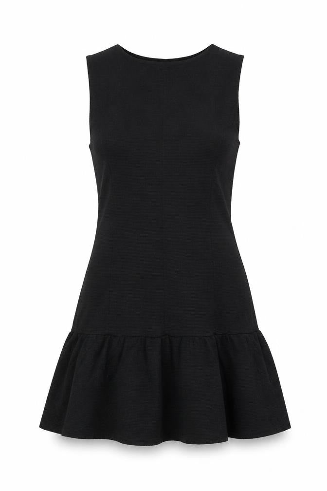 New Look Women’s Black UK 8 Ribbed Knit Skater Fit & Flare Mini Dress