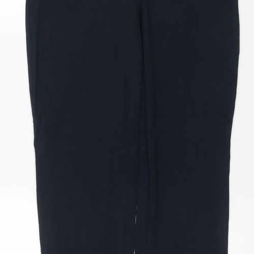 Marks and Spencer Women Navy Blue UK 14 Short Straight Stretch Trousers