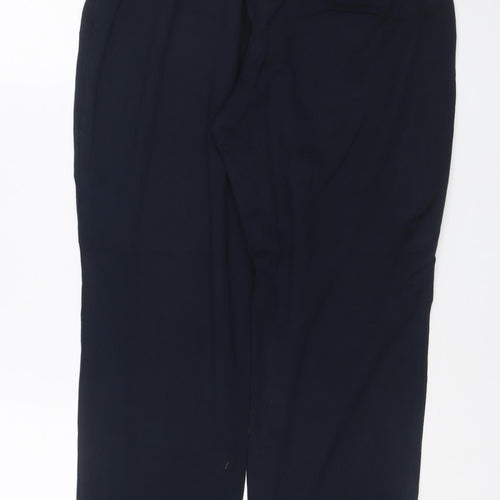 Marks and Spencer Women Navy Blue UK 14 Short Straight Stretch Trousers
