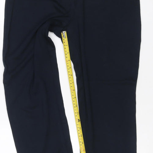 Marks and Spencer Women Navy Blue UK 14 Short Straight Stretch Trousers