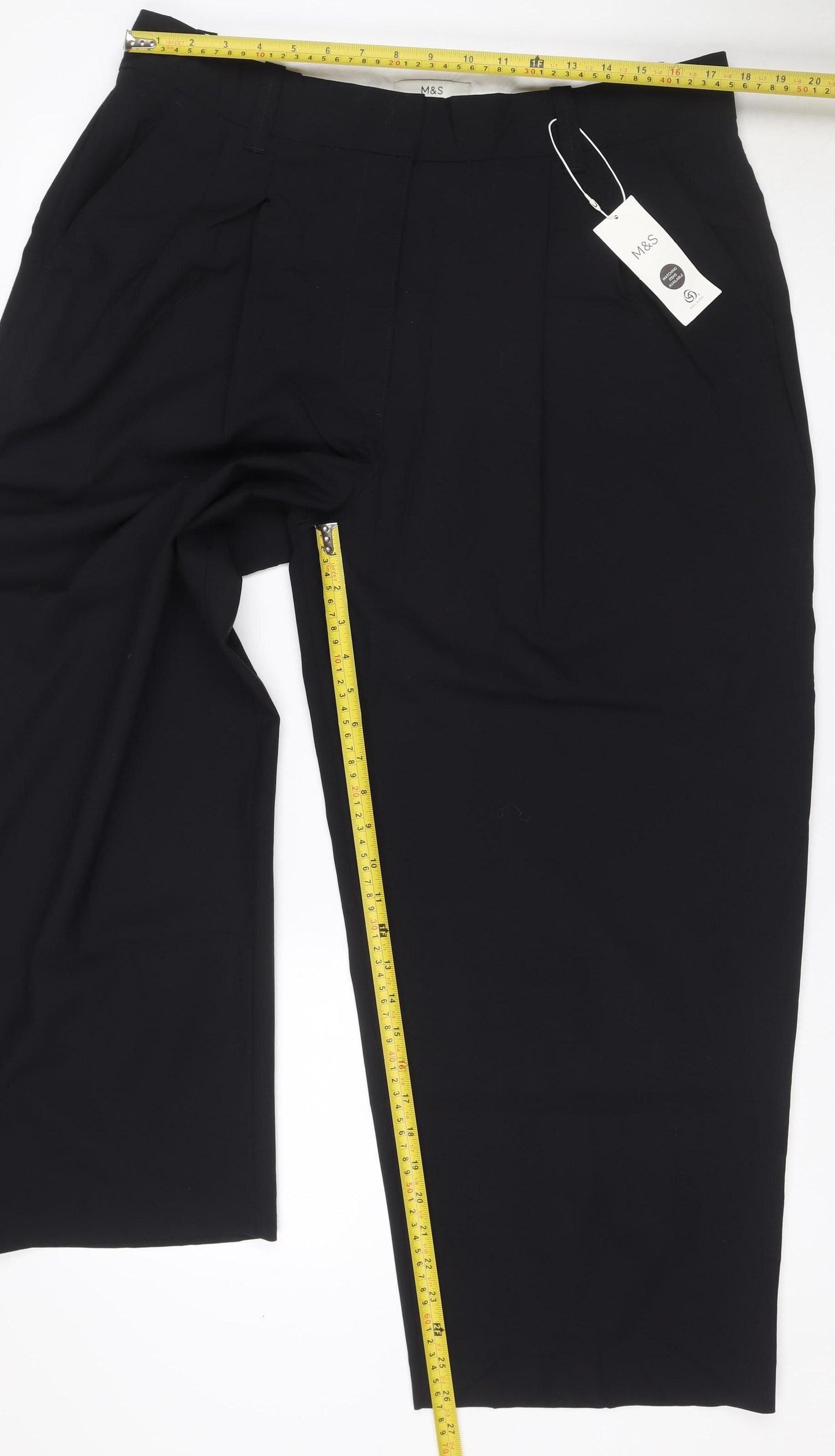 Marks and Spencer Women’s Black Size 18 Short Wool Blend Dress Trousers