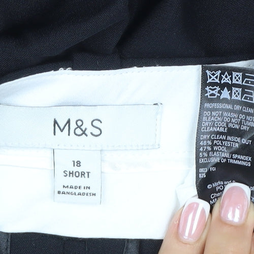 Marks and Spencer Women’s Black Size 18 Short Wool Blend Dress Trousers