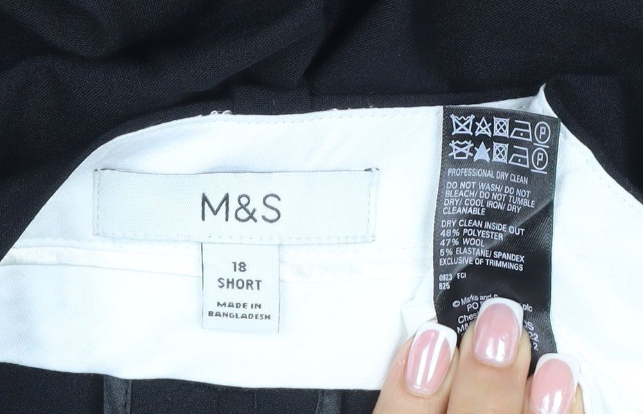Marks and Spencer Women’s Black Size 18 Short Wool Blend Dress Trousers
