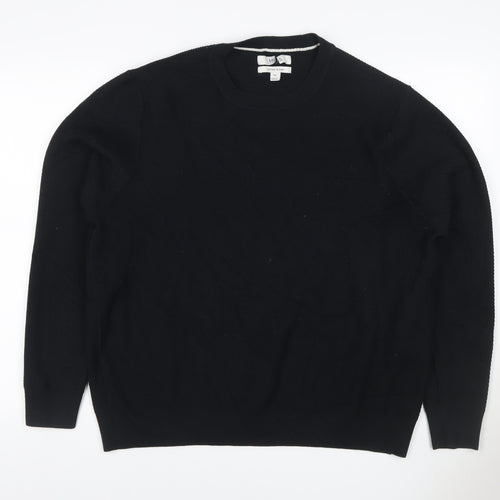 Marks & Spencer Men Black 2XL Cotton Blend Crew Neck Knit Sweatshirt