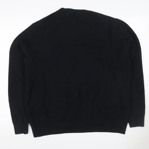 Marks & Spencer Men Black 2XL Cotton Blend Crew Neck Knit Sweatshirt