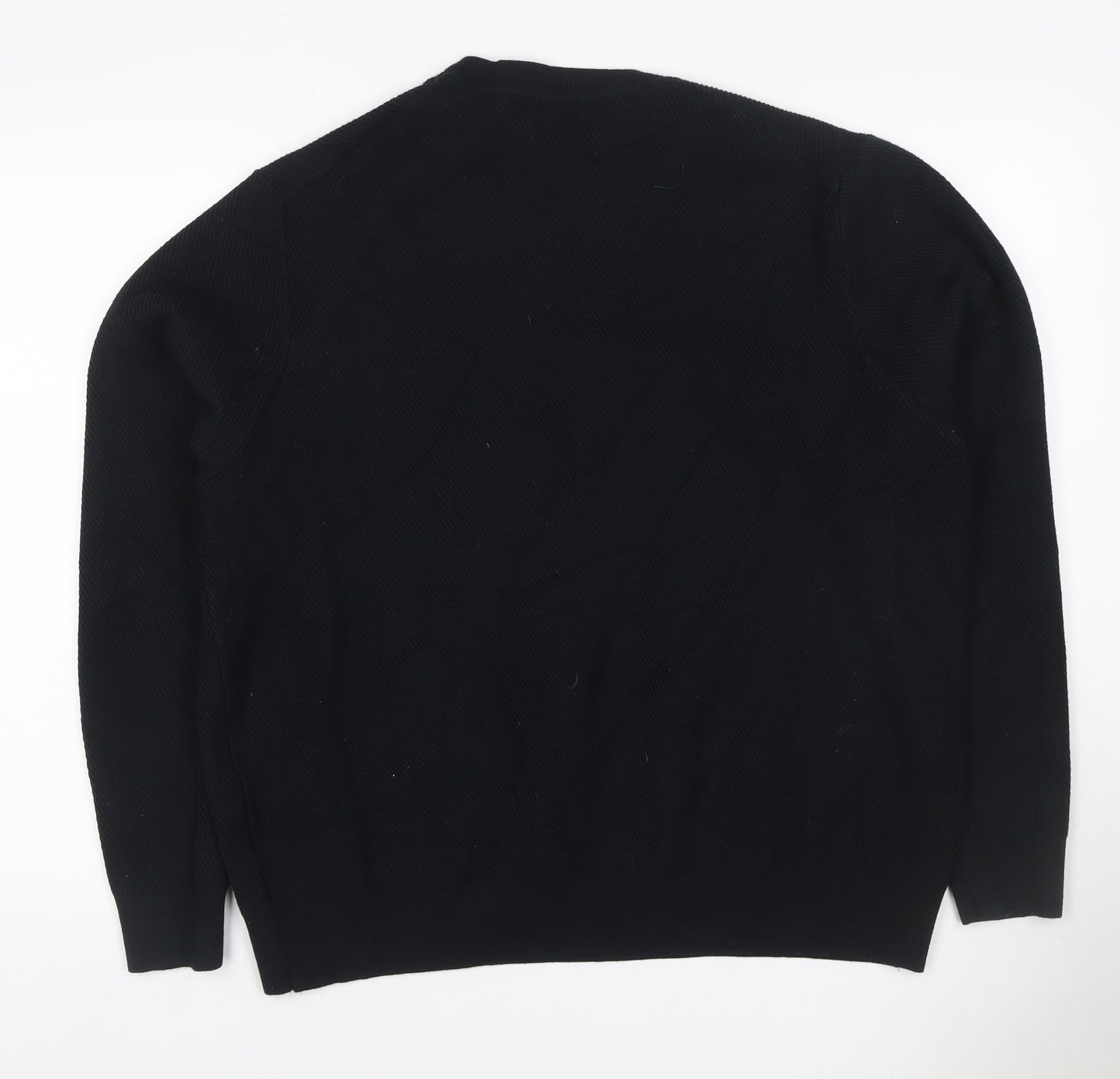 Marks & Spencer Men Black 2XL Cotton Blend Crew Neck Knit Sweatshirt