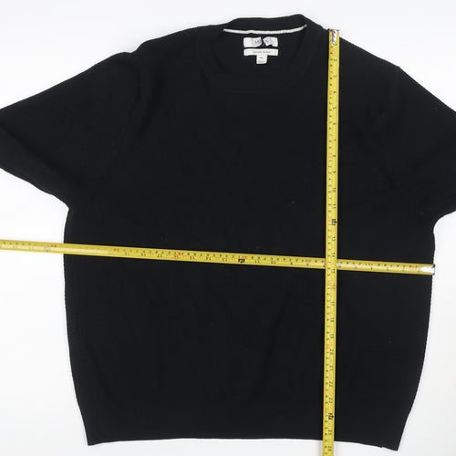 Marks & Spencer Men Black 2XL Cotton Blend Crew Neck Knit Sweatshirt