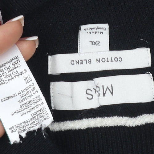 Marks & Spencer Men Black 2XL Cotton Blend Crew Neck Knit Sweatshirt