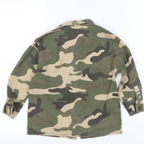 Zara Boys Green Camo Military Jacket 3-4 Years Cotton Button-Up