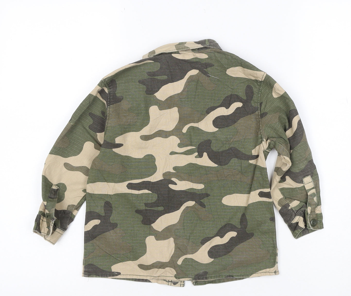 Zara Boys Green Camo Military Jacket 3-4 Years Cotton Button-Up