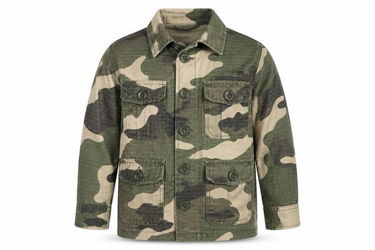 Zara Boys Green Camo Military Jacket 3-4 Years Cotton Button-Up
