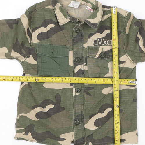 Zara Boys Green Camo Military Jacket 3-4 Years Cotton Button-Up