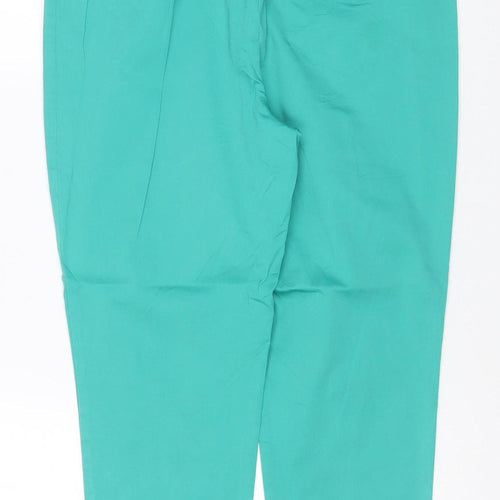 Marks and Spencer Women Green UK 12 Straight Leg Cotton Stretch Trousers