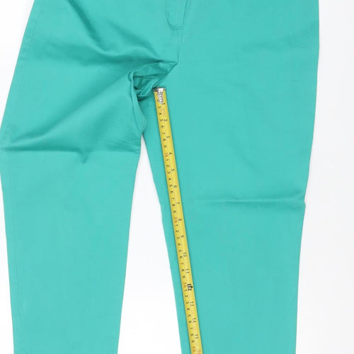 Marks and Spencer Women Green UK 12 Straight Leg Cotton Stretch Trousers