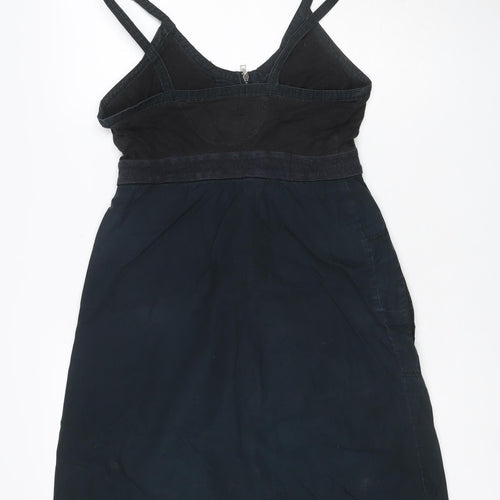Converse One Star Women Black Size 8 Denim Pinafore Dress Zip Pockets