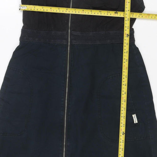 Converse One Star Women Black Size 8 Denim Pinafore Dress Zip Pockets
