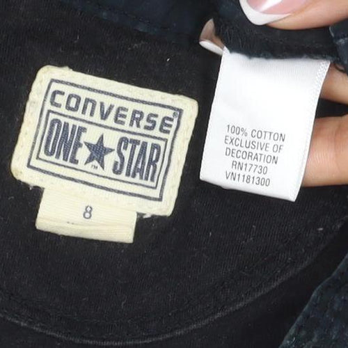 Converse One Star Women Black Size 8 Denim Pinafore Dress Zip Pockets