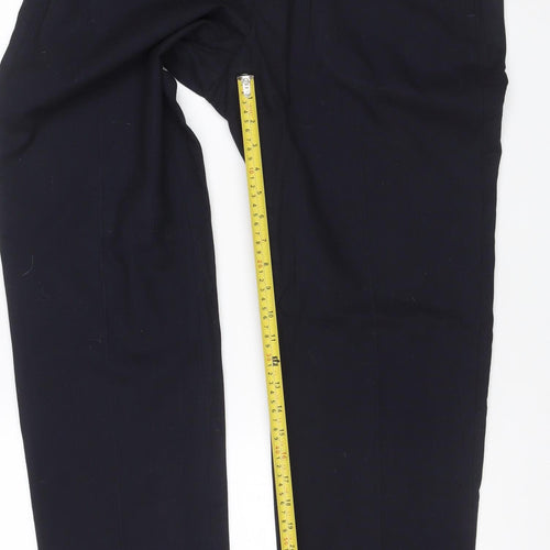 M&S Men’s Black 36W 33L Tailored Straight Dress Trousers Stretch
